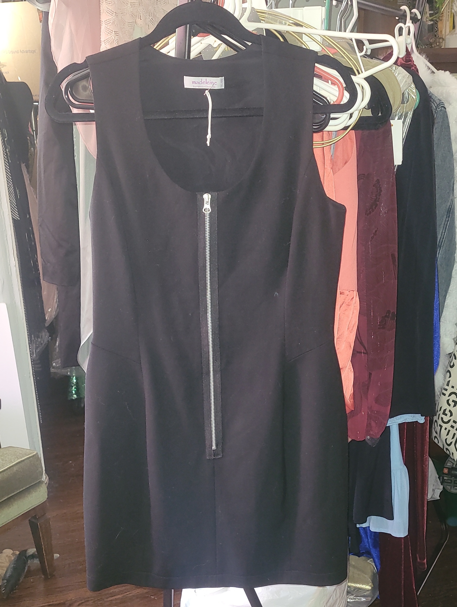 Madeleine Black Zipper Wool Dress